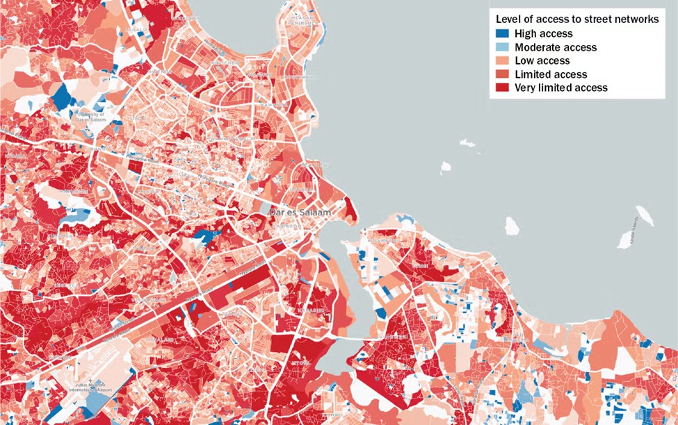 GIS map showing community data layers across an African city